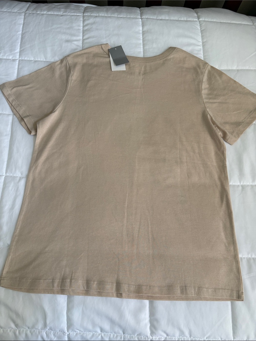 Zoe + Liv Beige Crewneck Tee with Subtle White Logo - Picture 4 of 4